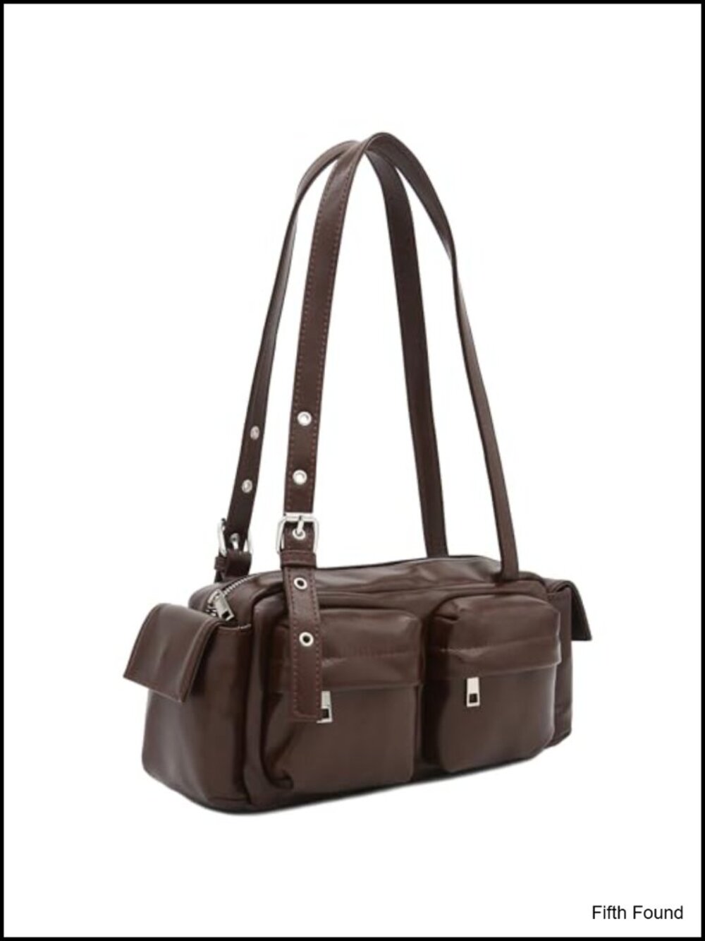 Glossy PU Leather Multi Pocket Shoulder Bag Satchel